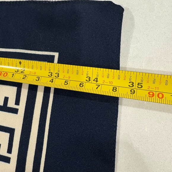 Vintage Designer Inspired Silk Feel Scarf Navy Blue Zucca Square Made in Italy - Picture 10 of 11